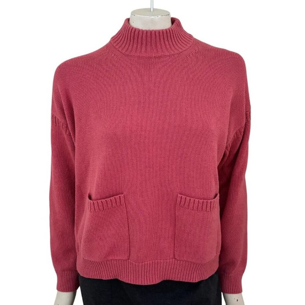 J.CREW Cotton Cashmere Patch Pocket Mockneck Sweater in Dusty Barn SZ M
